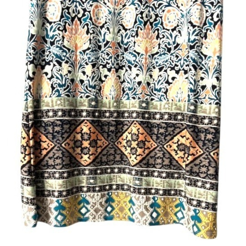 Ornate‎ Floral Motif PS Dress Geometric Artsy Boho Eclectic Resort Cruise Party - Picture 6 of 11